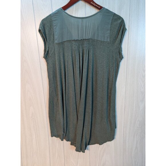 Women's Free People Highland Shirt Dark Green Size XS Trapeze Boho - Picture 3 of 6